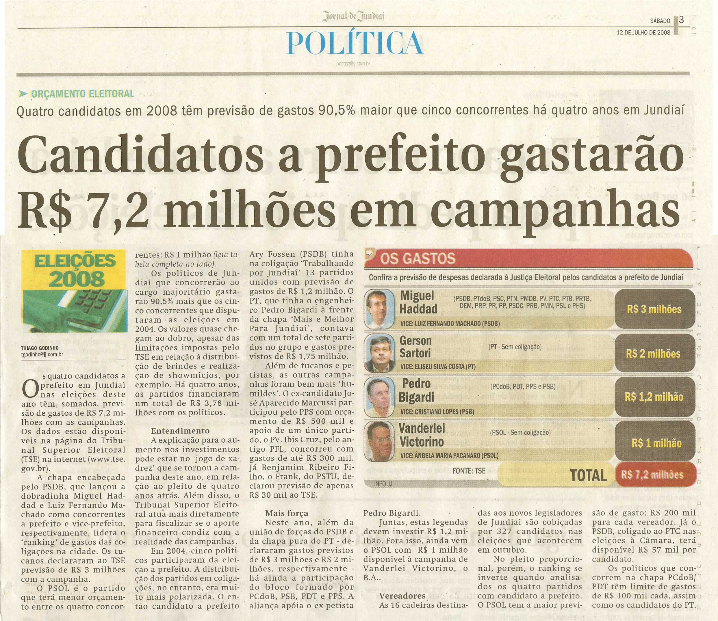 Jornal de Jundiaí - 12/07/2008