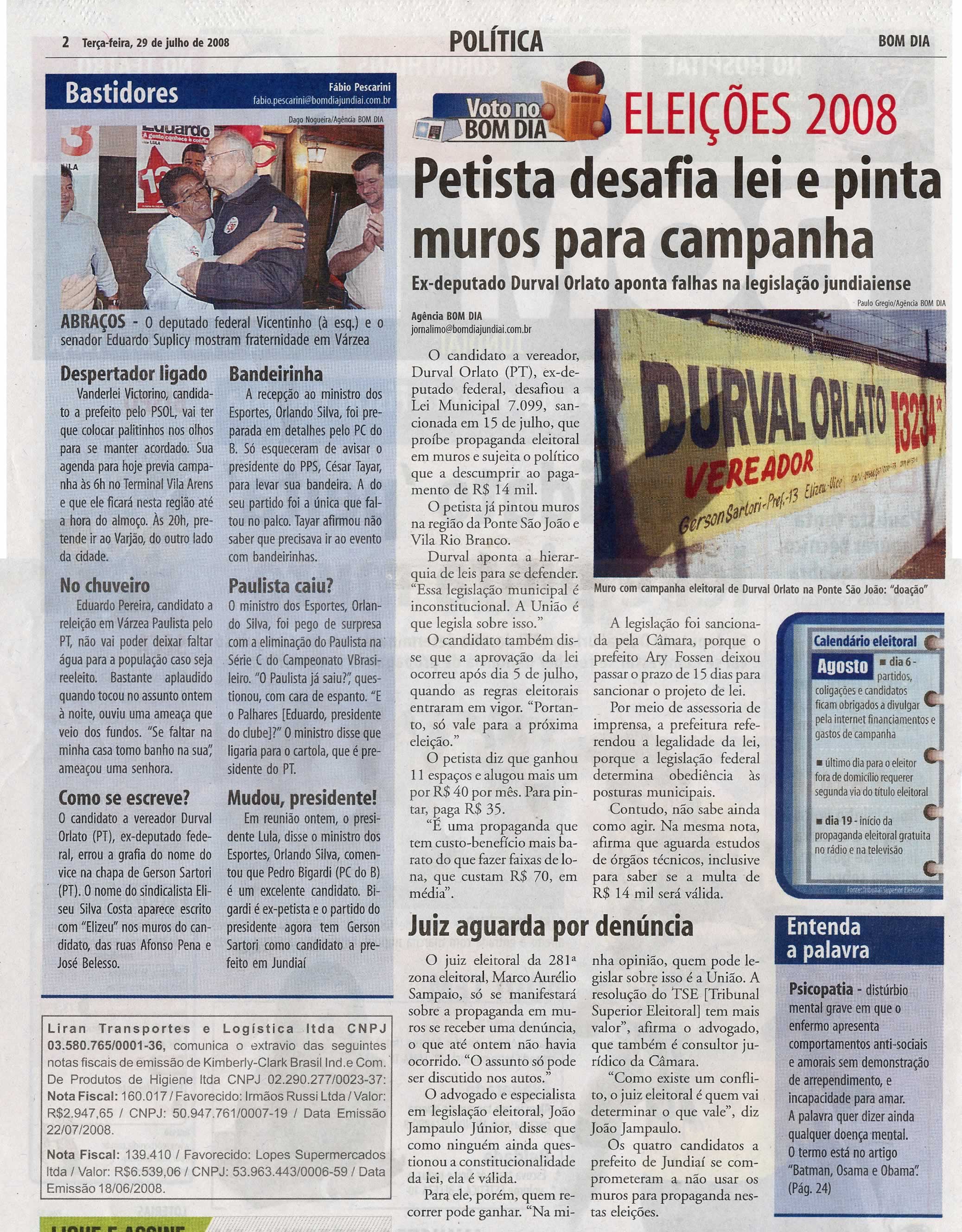 Bom Dia Jundiaí - 29/07/2008