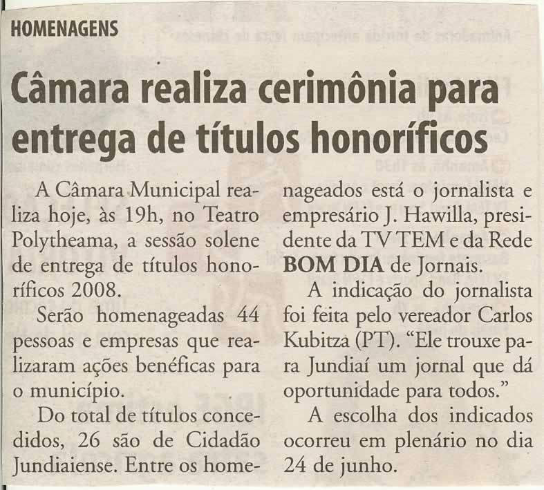 Bom Dia Jundiaí - 08/08/2008