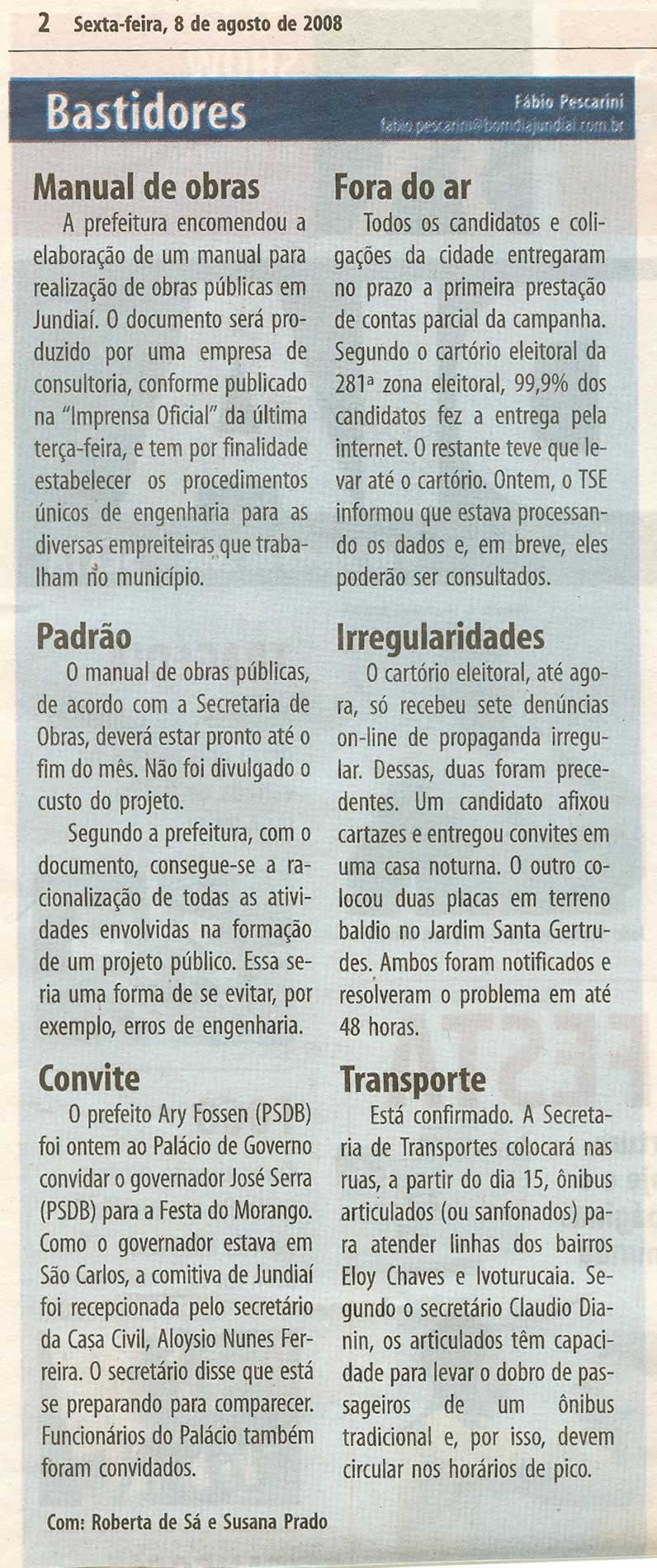 Bom Dia Jundiaí - 08/08/2008