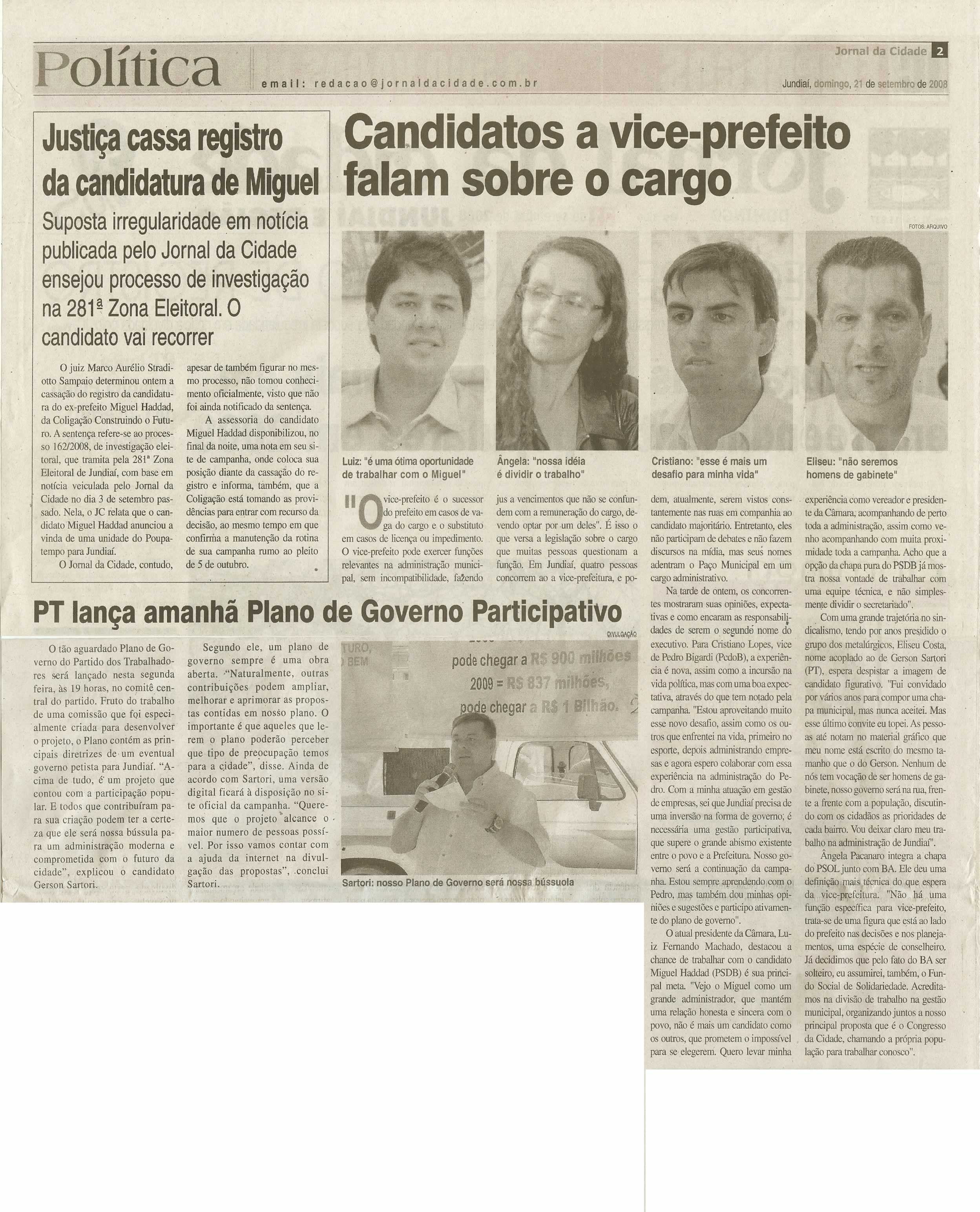 Jornal da Cidade - 21/09/2008