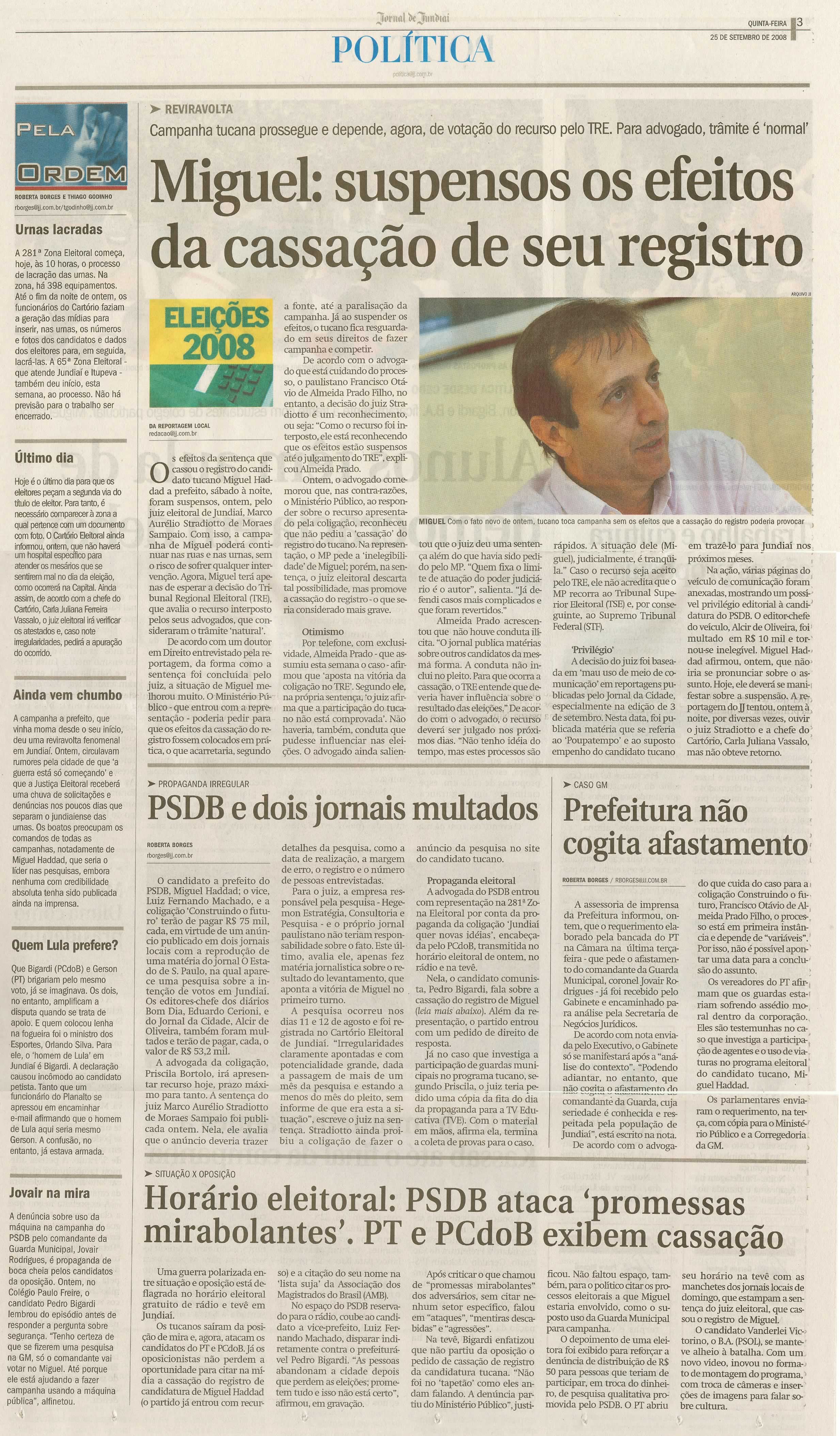 Jornal de Jundiaí - 25/09/2008