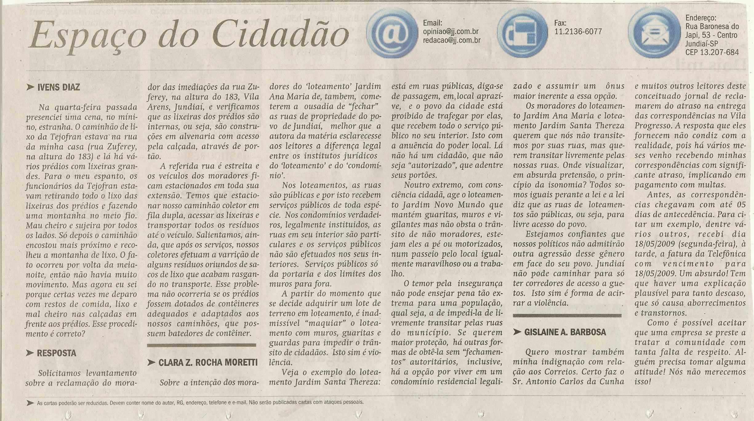 Jornal de Jundiaí - 20/05/2009