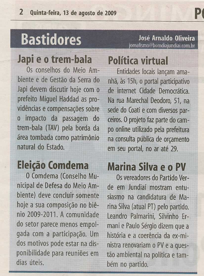Bom Dia Jundiaí - 13/08/2009