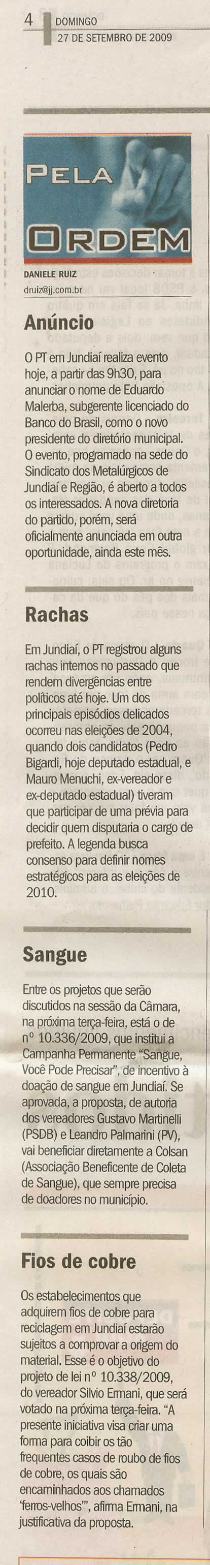 Jornal de Jundiaí - 27/09/2009