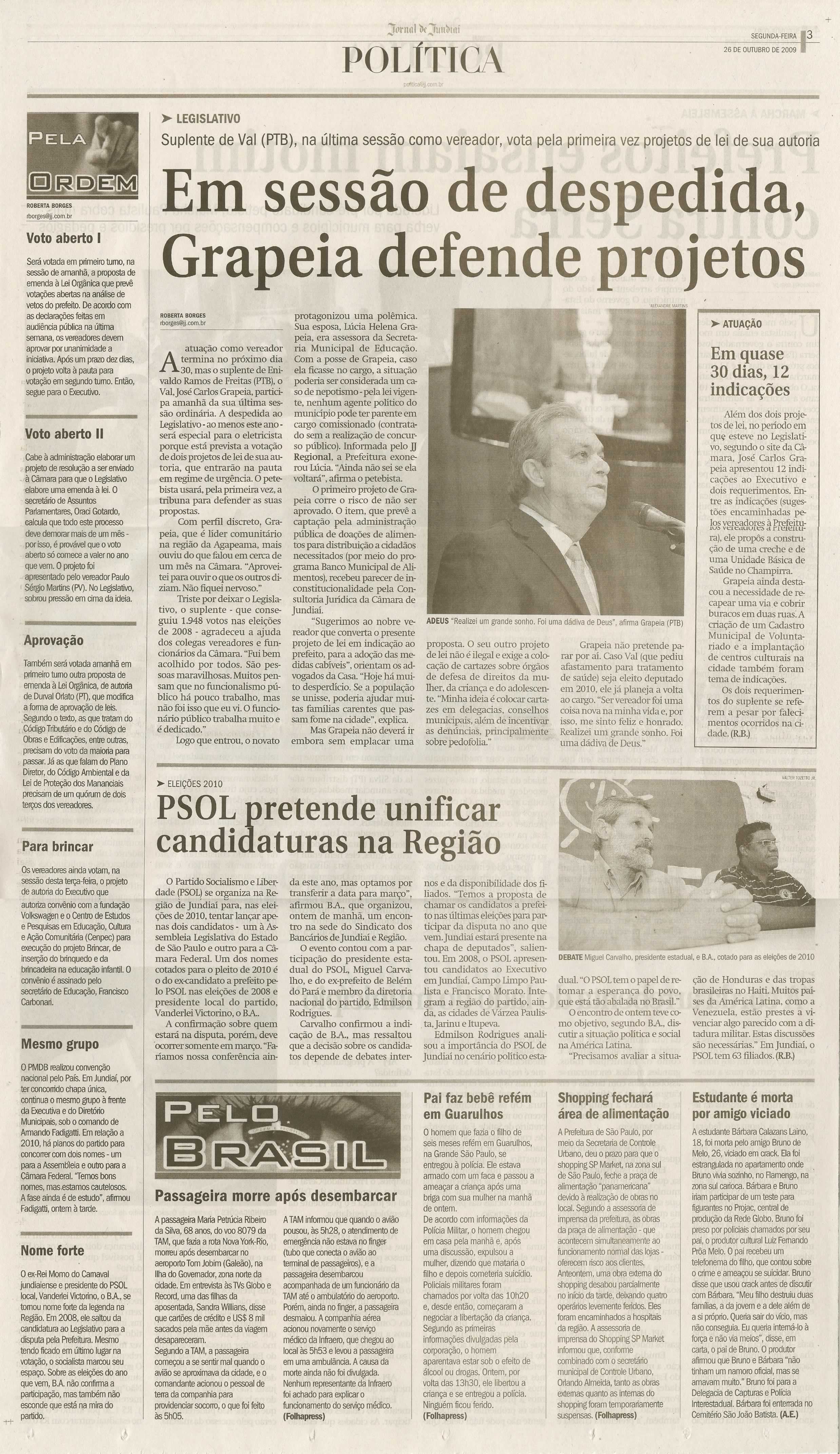 Jornal de Jundiaí - 26/10/2009