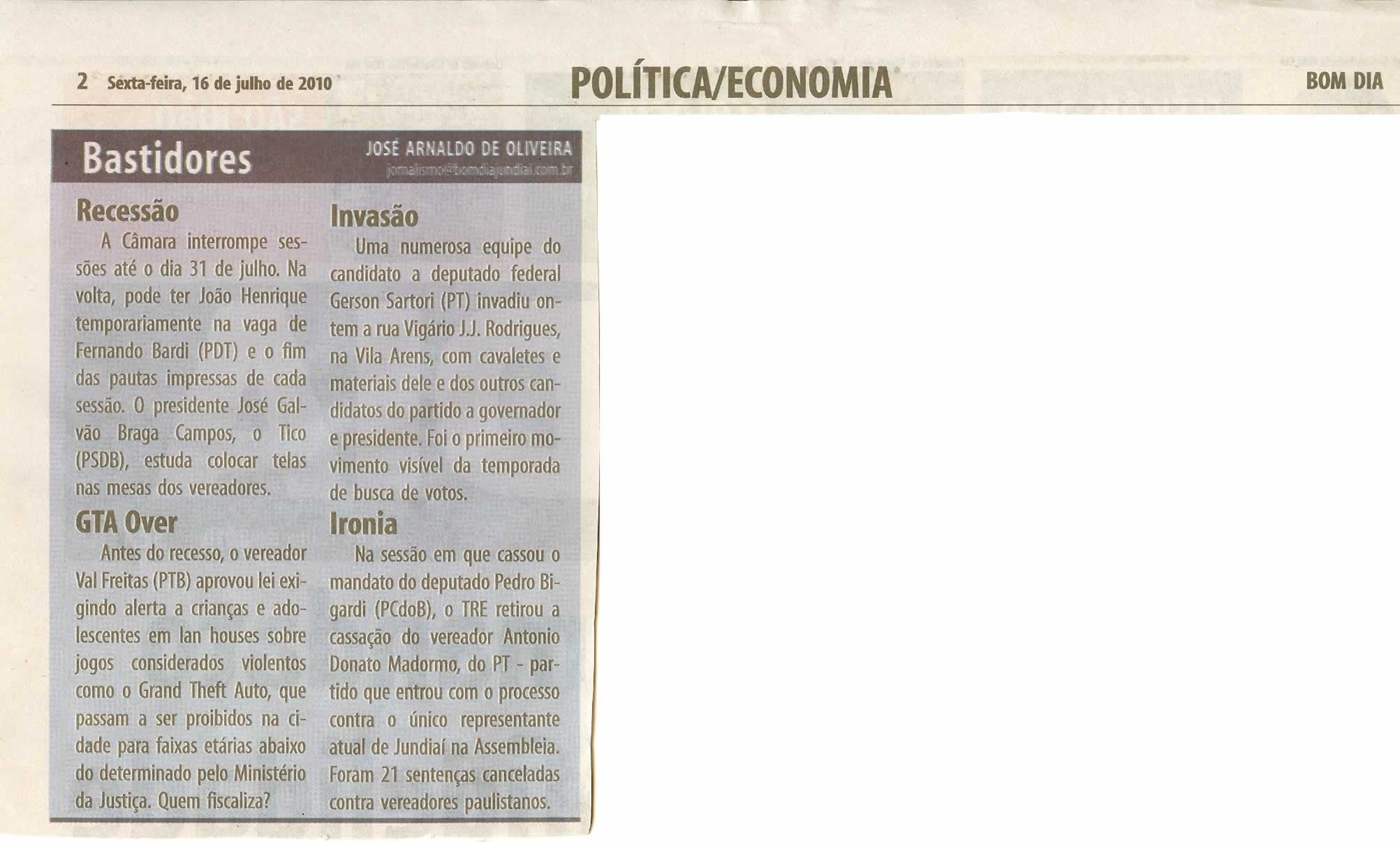 Bom Dia Jundiaí - 16/07/2010