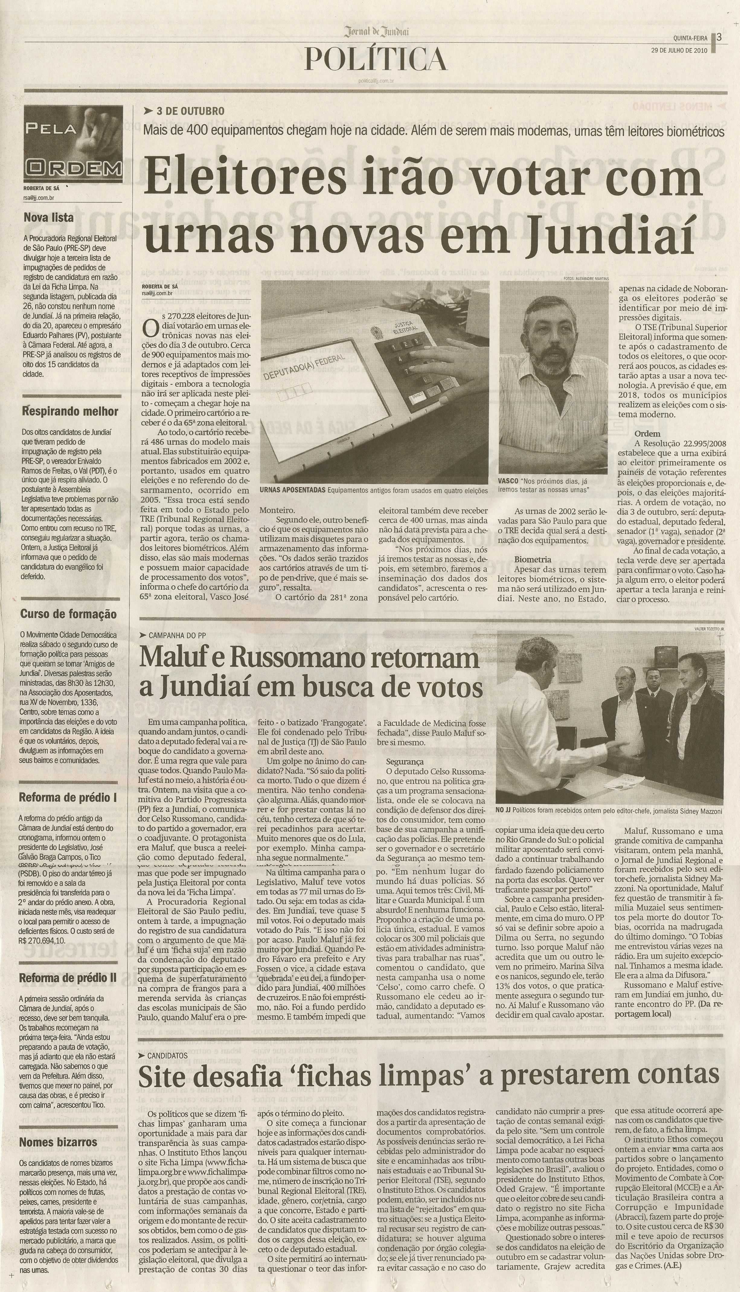 Jornal de Jundiaí - 29/07/2010