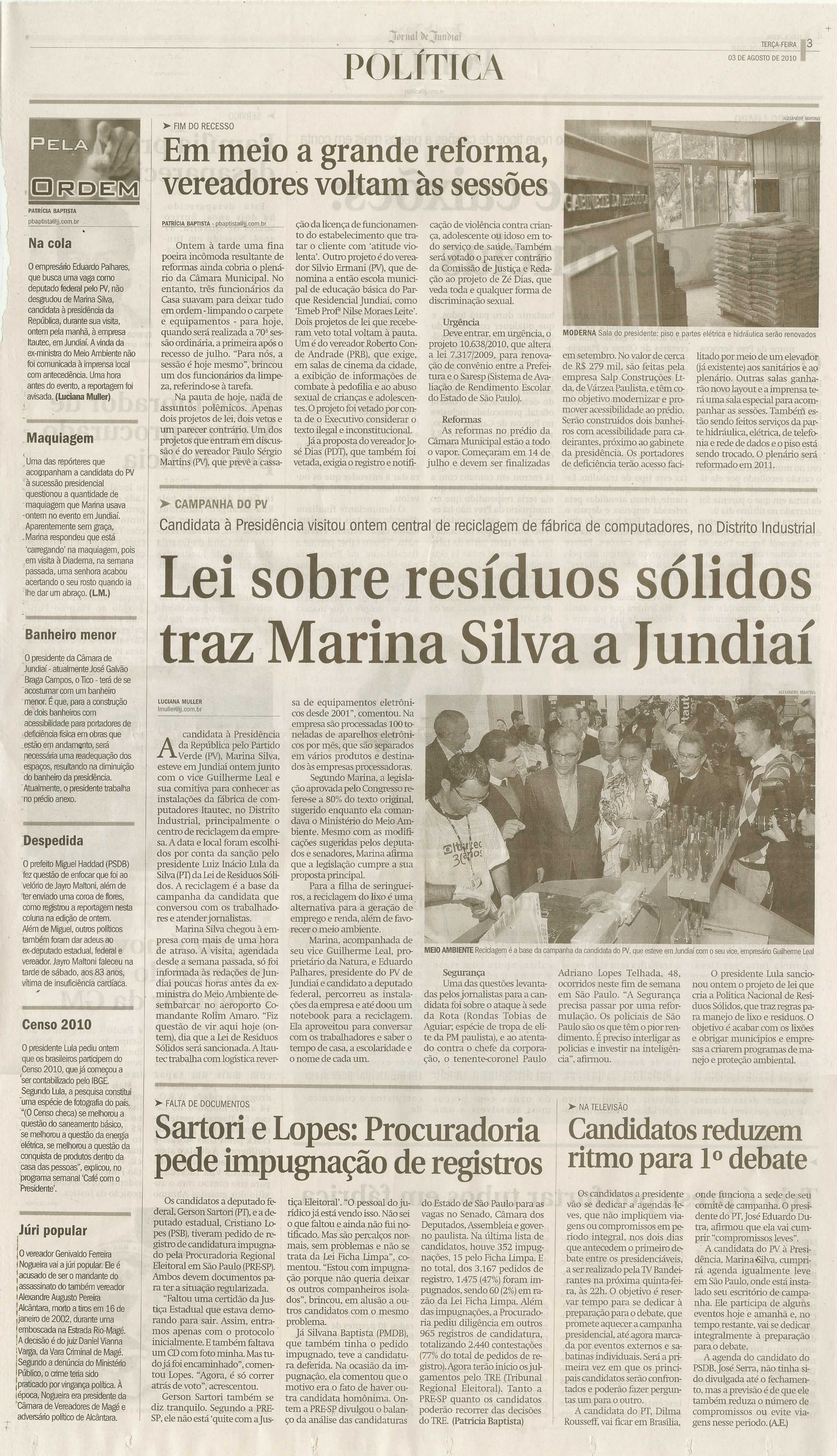 Jornal de Jundiaí - 03/08/2010