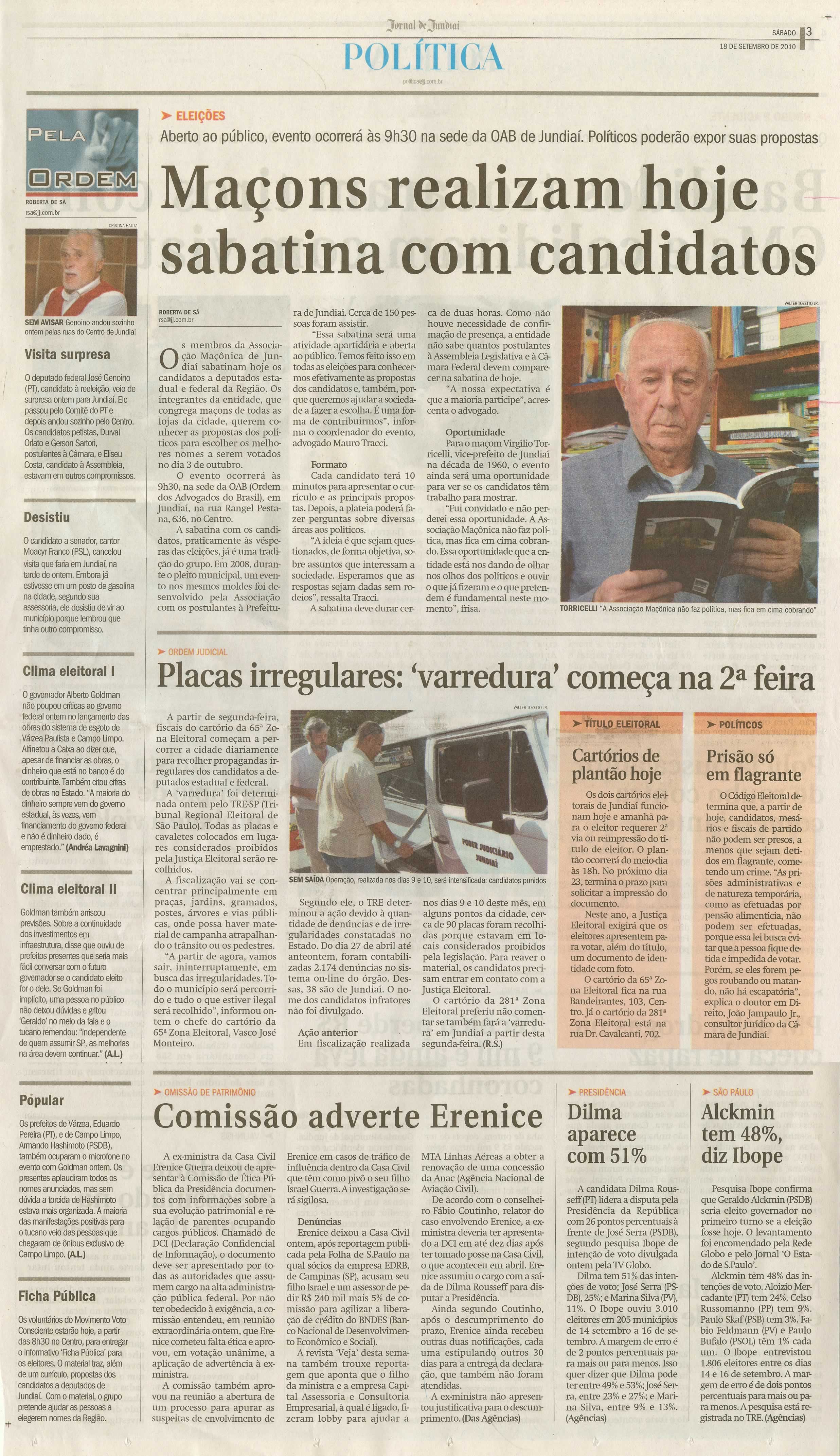 Jornal de Jundiaí - 18/09/2010