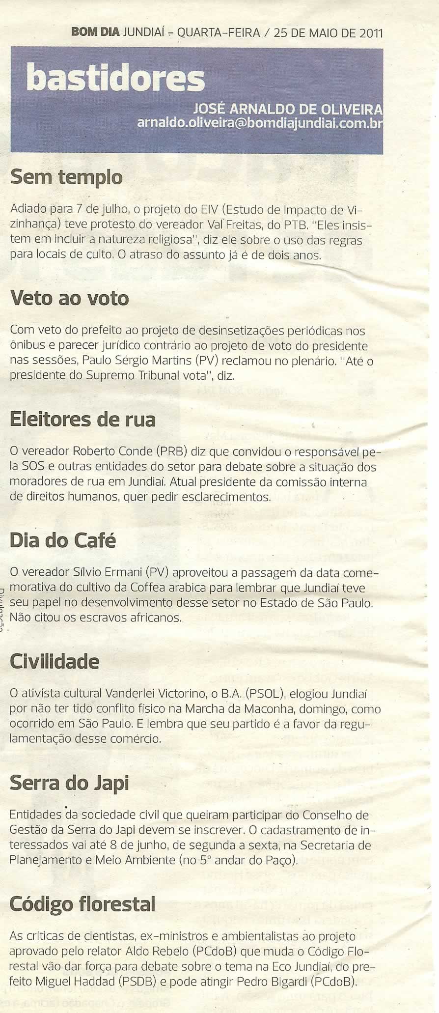 Bom Dia Jundiaí - 25/05/2011