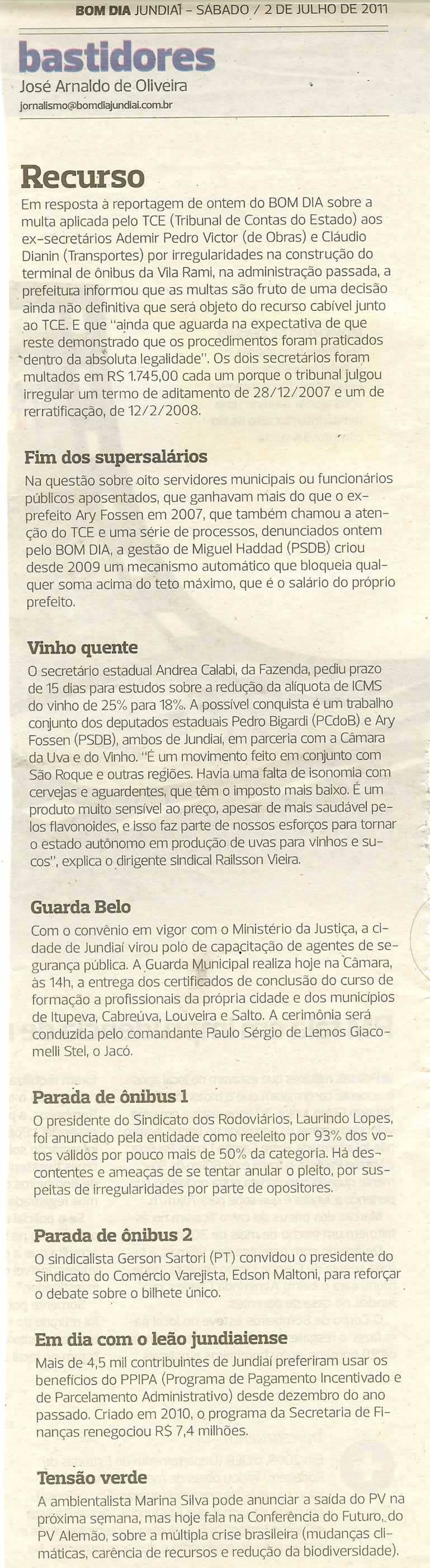 Bom Dia Jundiaí - 02/07/2011