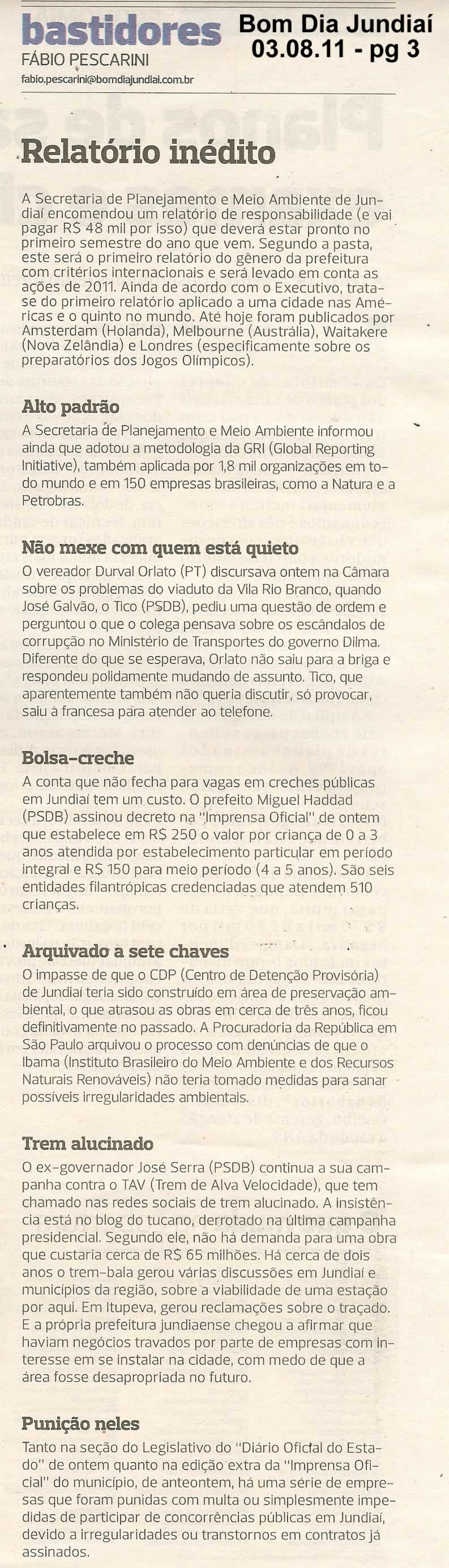 Bom Dia Jundiaí - 03/08/2011