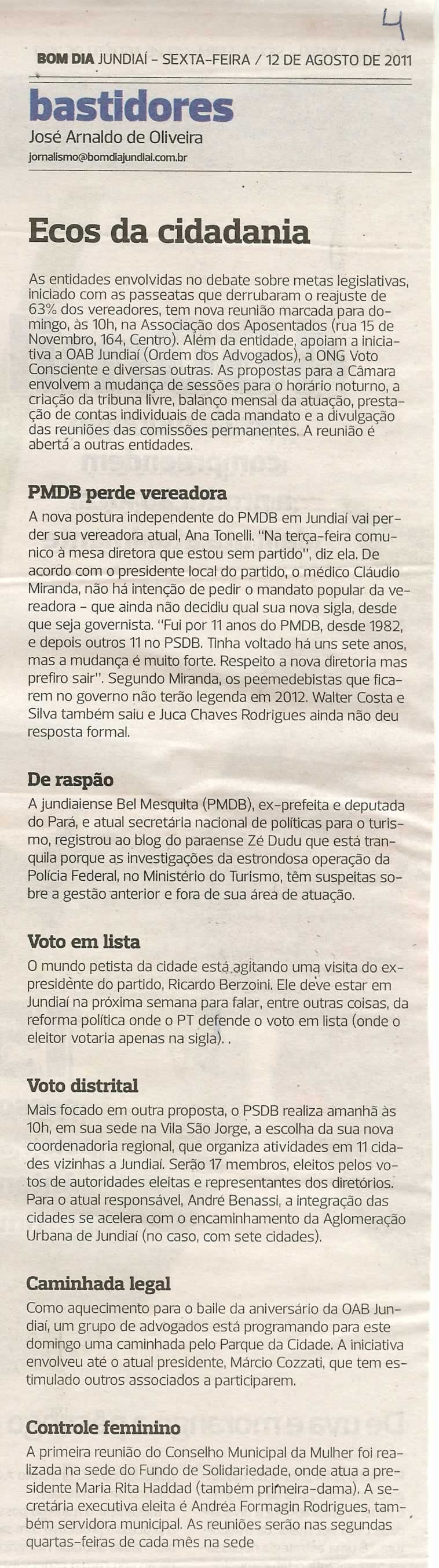 Bom Dia Jundiaí - 12/08/2011