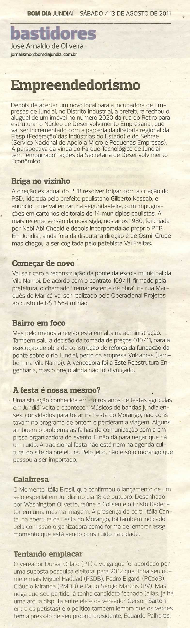 Bom Dia Jundiaí - 13/08/2011
