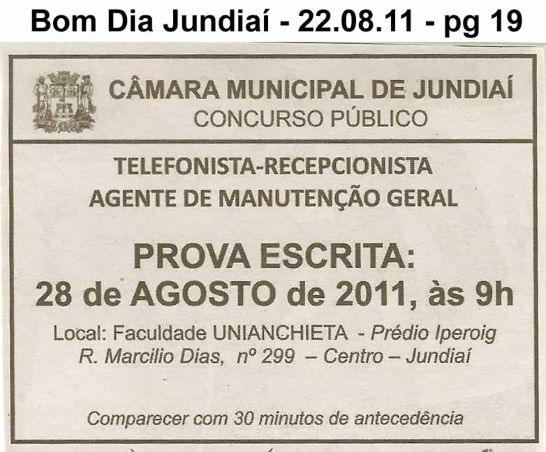 Bom Dia Jundiaí - 22/08/2011