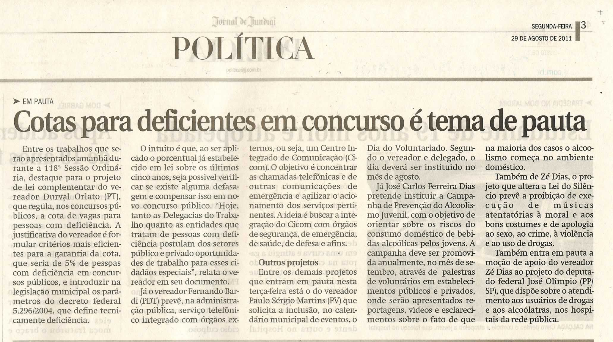 Jornal de Jundiaí - 29/08/2011