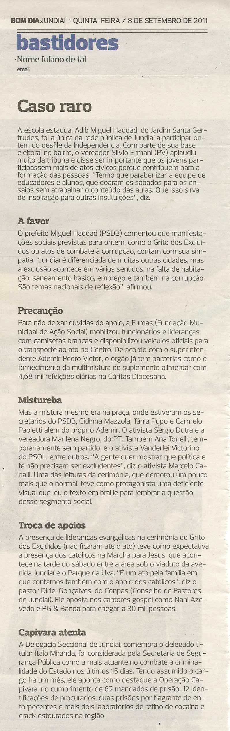 Bom Dia Jundiaí - 08/09/2011