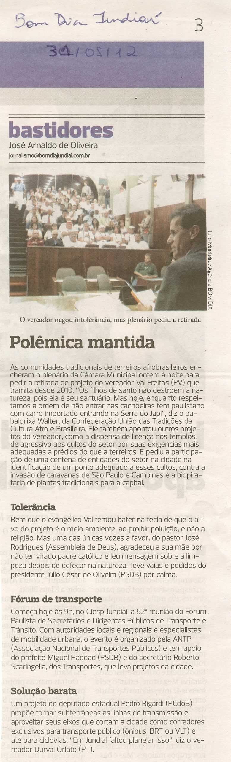 Bom Dia Jundiaí - 31/05/2012