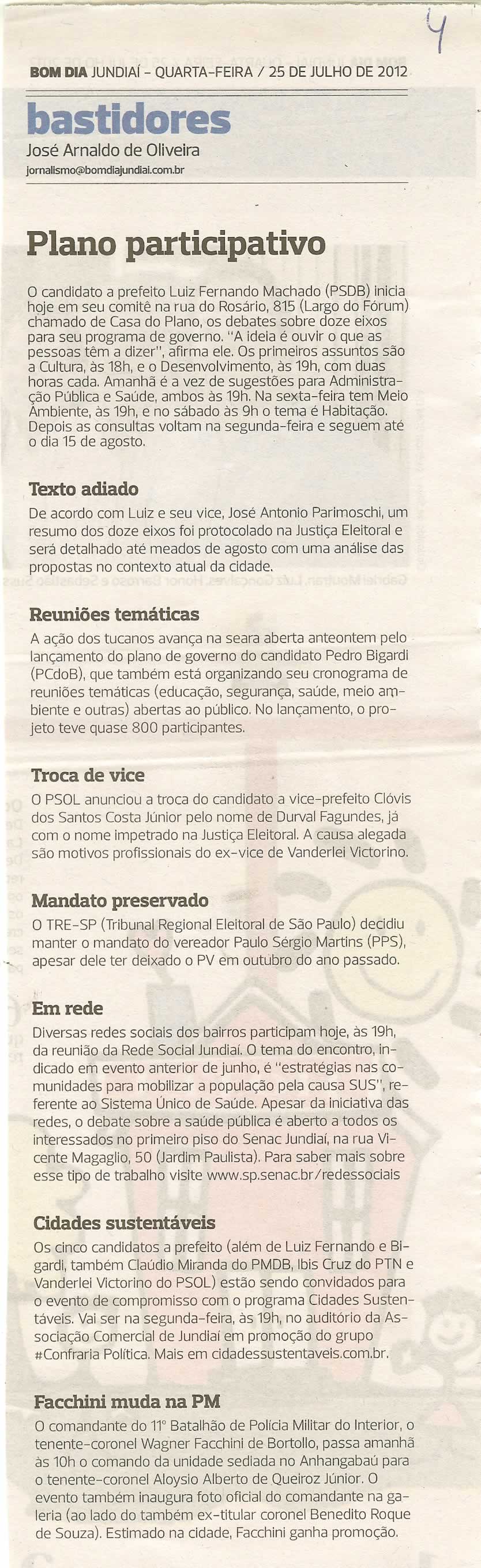 Bom Dia Jundiaí - 25/07/2012