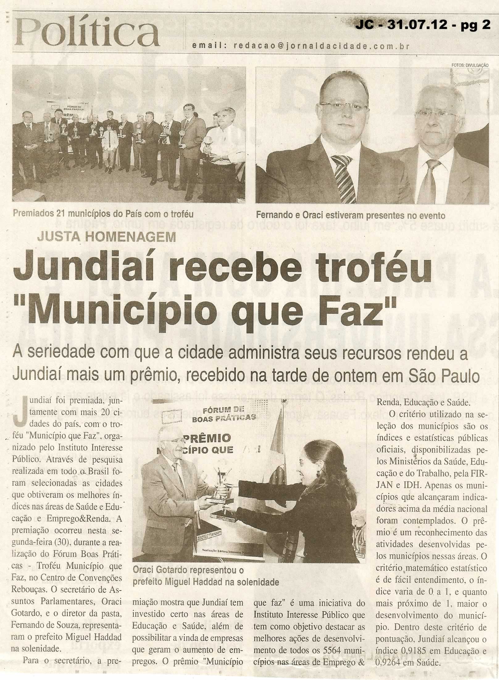 Jornal da Cidade - 31/07/2012