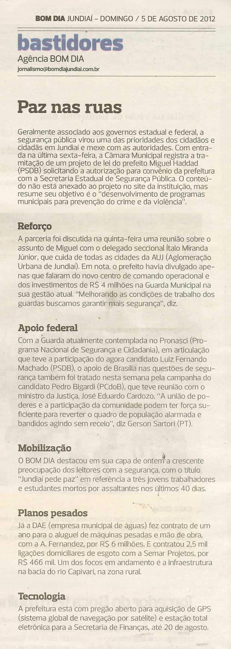 Bom Dia Jundiaí - 05/08/2012