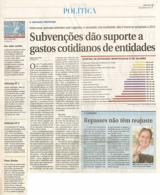 JJ - 25/06/15 - pg 3 - política - Subvenções dão suporte a gastos cotidianos de entidades -