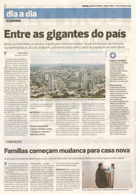 Bom Dia Jundiaí - 14/06/16 - pg 2 - Entre as gigantes do país - Famílias começam mudança para casa nova -