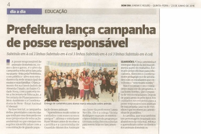 Bom Dia Jundiaí - 23/06/16 - pg 4 - Prefeitura lança campanha de posse responsável -