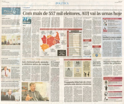 JJ - 02/10/16 - pgs 2 e 3 - política - Com mais de 557 mil eleitores, AUJ vai às urnas hoje - 
