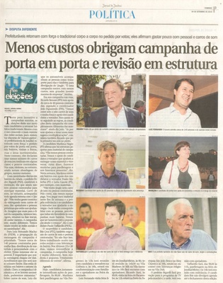 JJ - 04/09/16 - pg 3 - política - Menos custos obrigam campanha de porta em porta e revisão em estrutura -