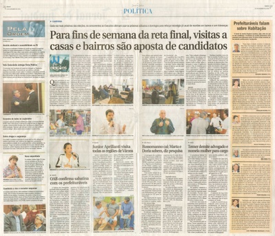 JJ - 10/09/16 - pgs 2 e 3 - Para fins de semana da reta final, visitas a casas e bairros são apostas dos candidatos - OAB confirma sabatina com os prefeituráveis -