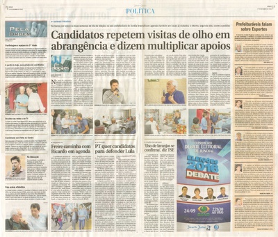 JJ - 17/09/16 - pgs 2 e 3 - política - Candidatos repetem visitas de olho em abrangência e dizem multiplicar apoios - 