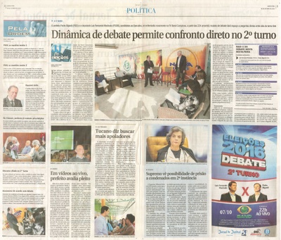 JJ - pgs 2 e 3 - política - Dinâmica de debate permite confronto direto no 2º turno -