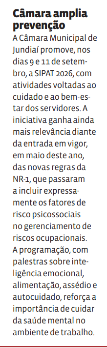 Câmara amplia prevenção