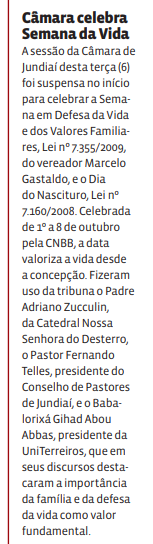 Câmara celebra Semana da Vida