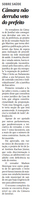 Câmara não derruba veto do prefeito