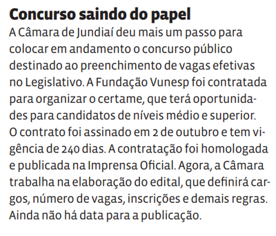 Concurso saindo do papel