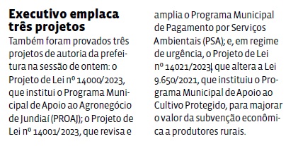 Executivo emplaca três projetos