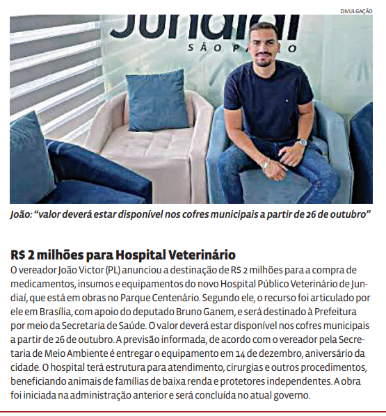 R$ 2 milhões para Hospital Veterinário
