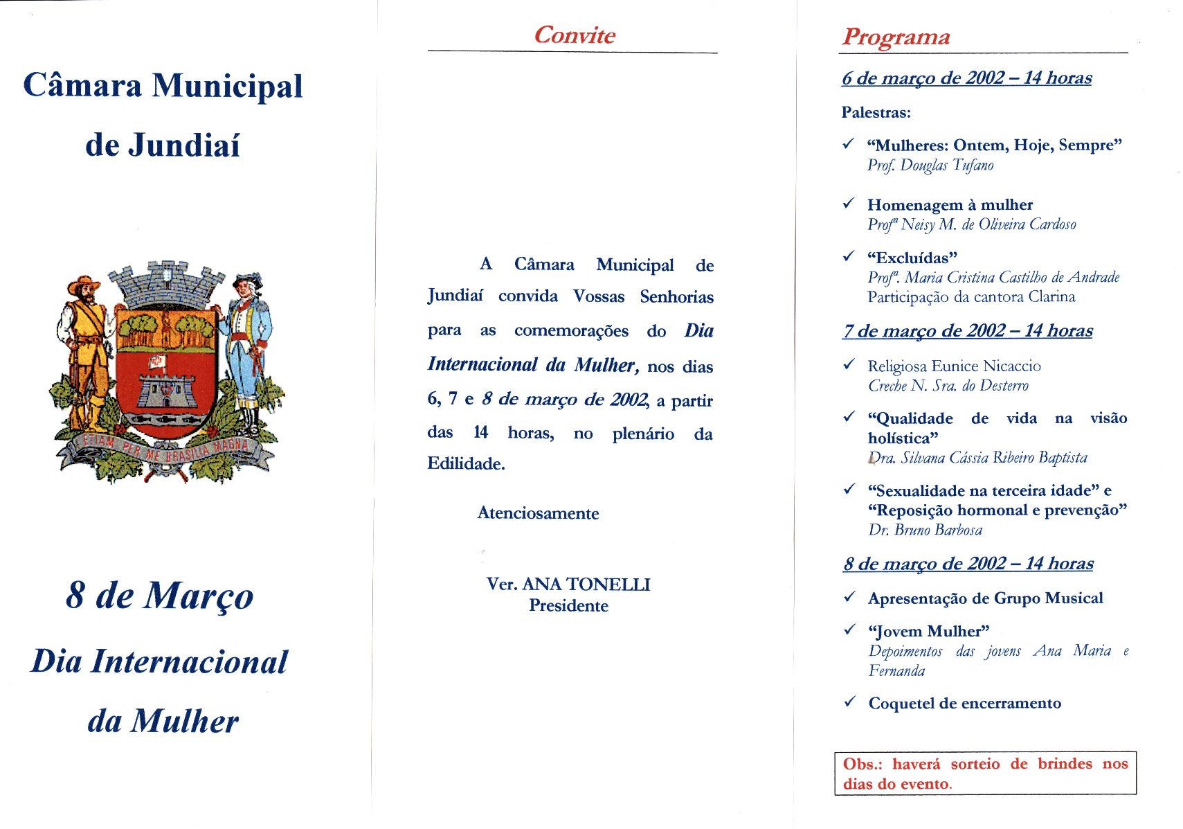 Programa Comemoração do Dia da Mulher 2002